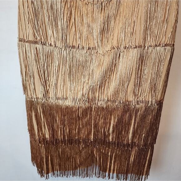 Elegant Brown Fringe Midi Dress - Picture 9 of 10